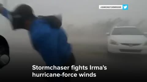 Amazing: Storm Chaser Battles Hurricane Irma’s Powerful Winds | NBC News