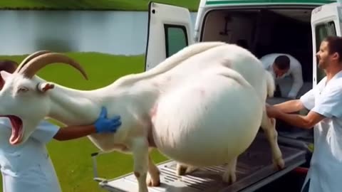 Doctors rescue a pregnant goat 🐐 #humanity