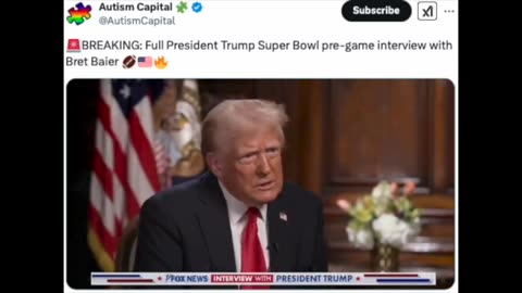 Bret Baier (X) Sits Down With President Trump Before The SUPERBOWL Kickoff