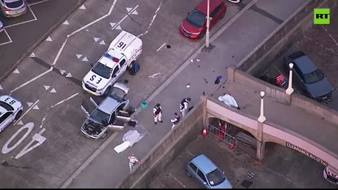 Chopper view of bridge where gunmen detained