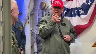President Trump informs sailors the USSS George H.W. Bush is temporarily NAVY one