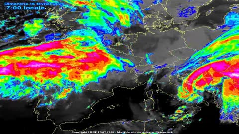 Miran Rubin - EU / Meteociel / infrarouge colorisée / 15.02.2026. / 22:30h - 10:15h