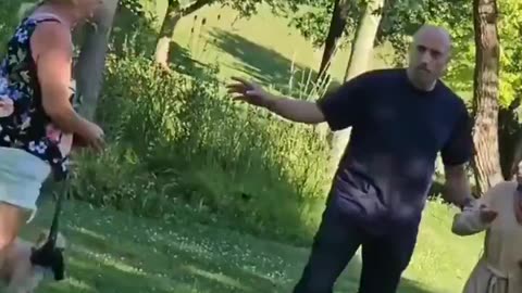 Muslim tries to tell a Canadian woman not to walk her dog.