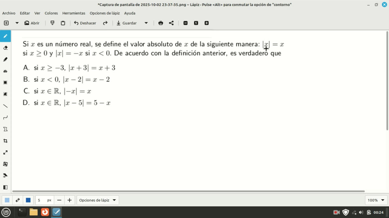 Math entrance exam question on absolute values