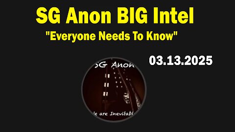 SG Anon BIG Intel Mar 13: "Everyone Needs To Know! Important Update By SG Anon & Dr. Dan Cohen"