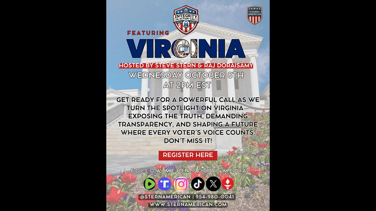 ELECTION INTEGRITY CALL W/ Steve Stern & Special Guests: Focus on Virginia!