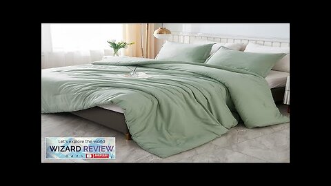 Litanika King Size Comforter Set Sage Green 3 Pieces Lightweight Solid Bedding Review