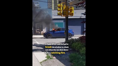 Electric car shuts down, traps the driver inside, then catches fire