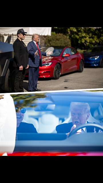 Viory Video - 'Think #Biden could get into this car？ I dunno!' – #Trump buys a #Tesla to back #Elon #Musk