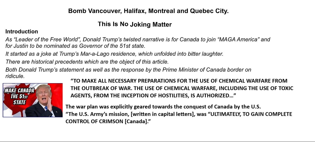 Bomb, Halifax, Montreal, and Quebec City - This is NO LAUGHING MATTER