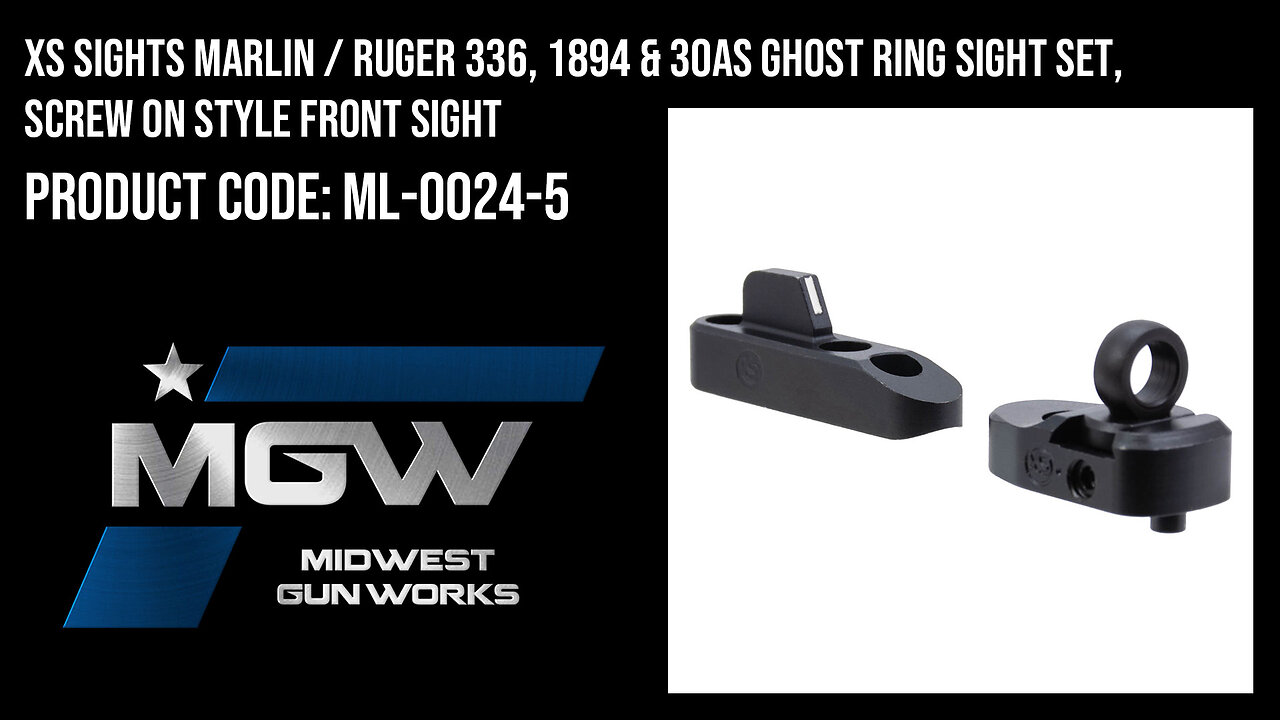 XS Sights Marlin / Ruger 336, 1894 Ghost Ring Sight Set, Screw On Style Front Sight - ML-0024-5