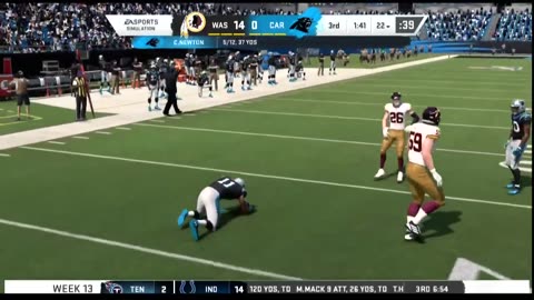 1965 WASHINGTON VS Madden 20 I Franchise SEASON 1 WEEK 13 WASHINGTON VS CAROLINA