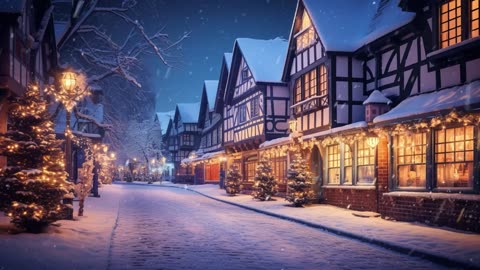 Cozy Christmas Ambience — Snowy Winter Night & Relaxing Holiday Music