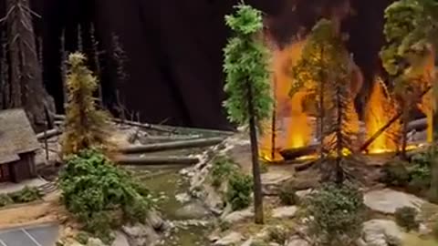 A museum model of a wildfire