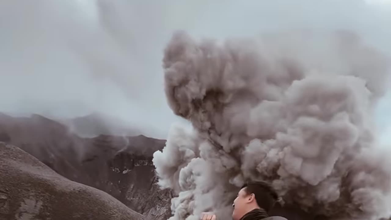 REcording amountain eruption from begining to the end 😍😍