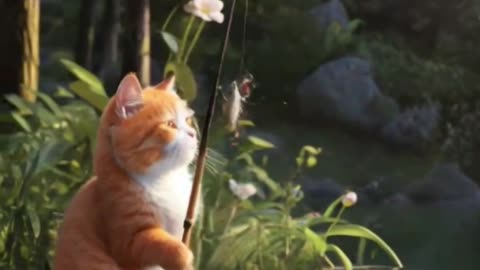 The Cutest Little Ginger Kitten You'll Ever See! The Flying Fish Surprise!