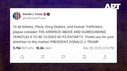 💥BREAKING 💥✈️Trump CLOSES the airspace above Venezuela.