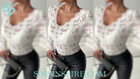 Lace V-Neck Long Sleeve Top