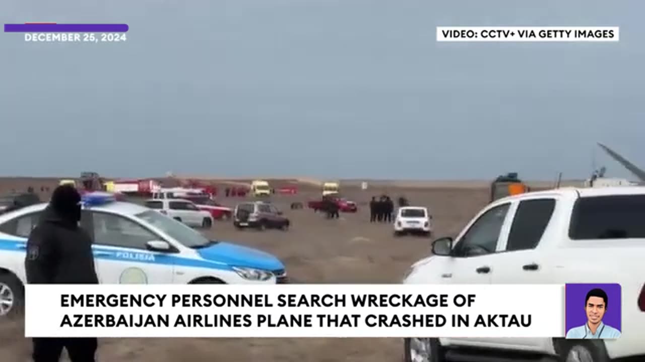 Emergency Personnel Search Wreckage Of Azerbaijan Airlines Plane That Crashed In Aktau, Kazakhstan