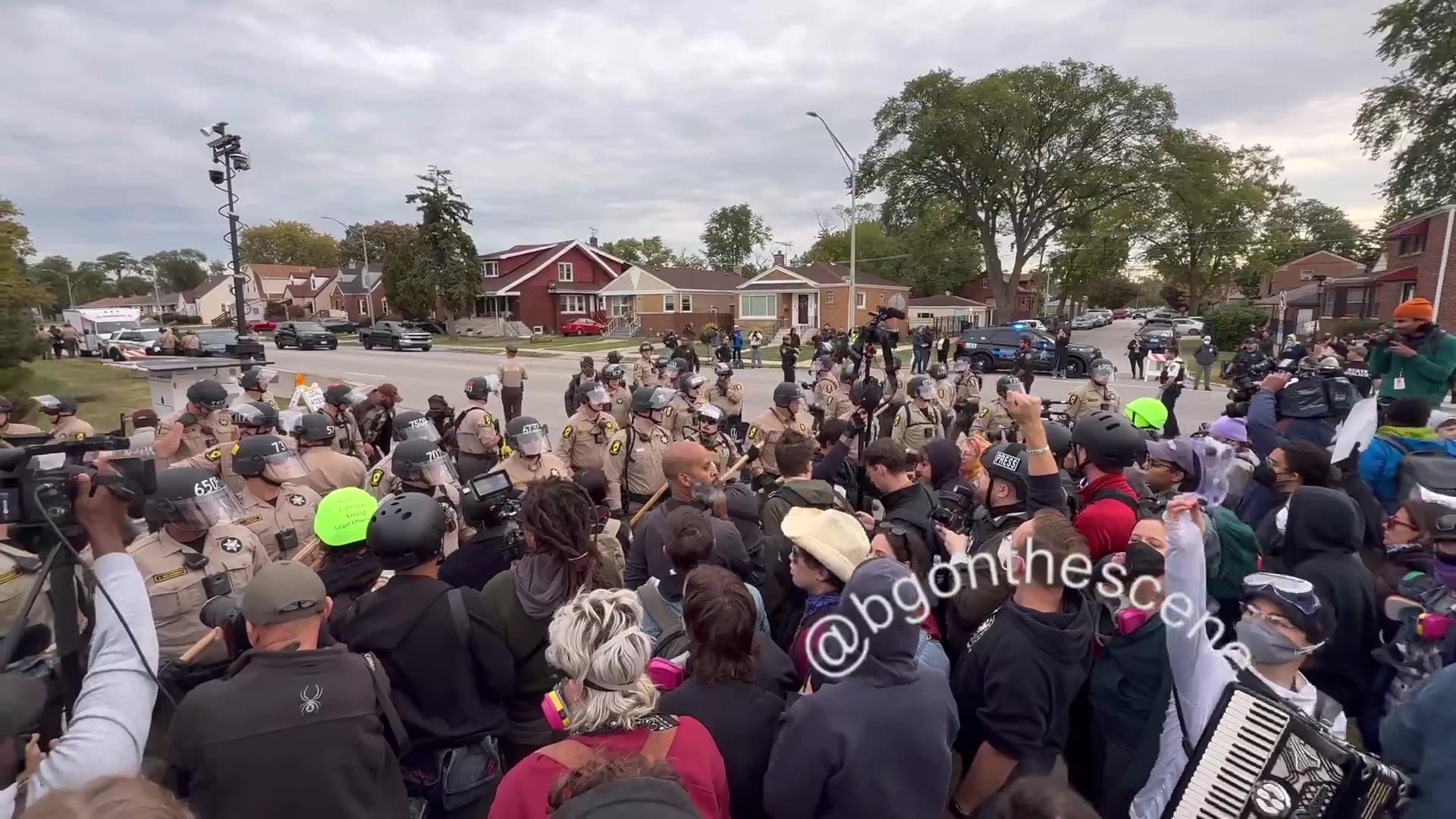 Arrestees are led away near the Broadview ICE facility