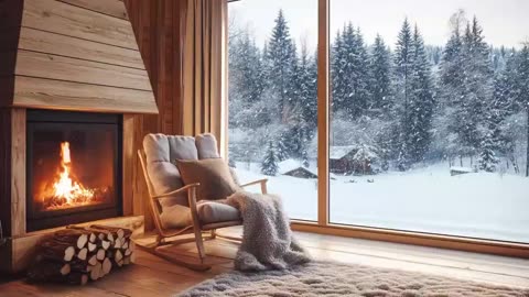 Cozy Fireplace Blues | Warm Winter Ambience & Relaxing Music