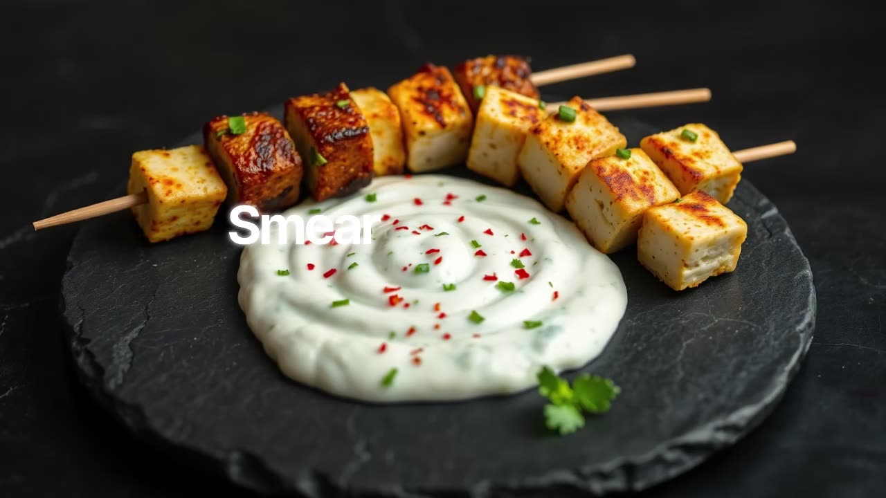 Spiced Paneer & Pepper Skewers with Cucumber Raita