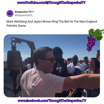 Mark Wahlberg And Jaylen Brown Ring The Bell At The New England Patriots Game