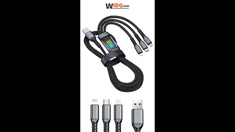 🔌 100W 3-in-1 Transparent Fast Charging Cable | LED Glow + Triple-Port Power Boost ⚡