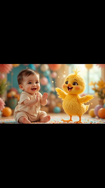Adorable Baby and Chick's Fun Dance Adventure! 🐥💖