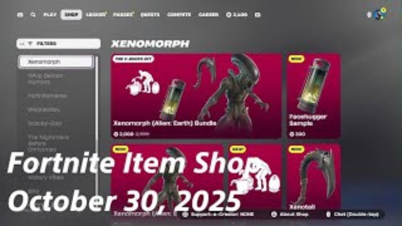 Fortnite Item Shop|October 30, 2025(*New* Xenomorph Bundle & cliché Emote)