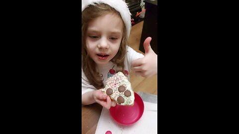 Eating our decorated gingerbread cookies