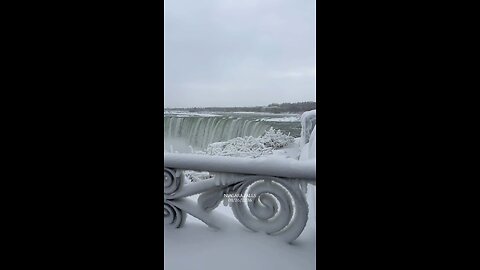 Niagara Falls was almost frozen over.
