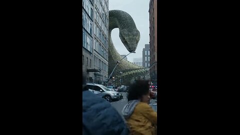Monster snake attacks people in the city