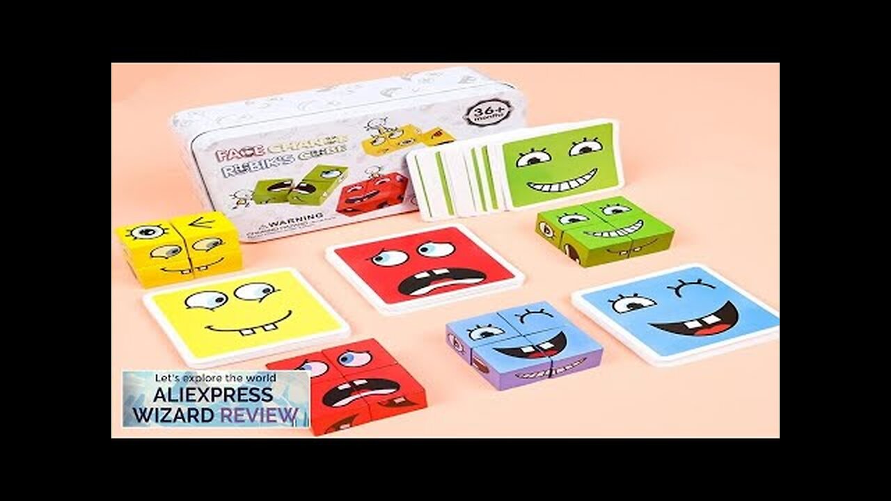 Kids Emotions Expression Game Wooden Cube Face Changing Board Cartoon Puzzle Toy Review