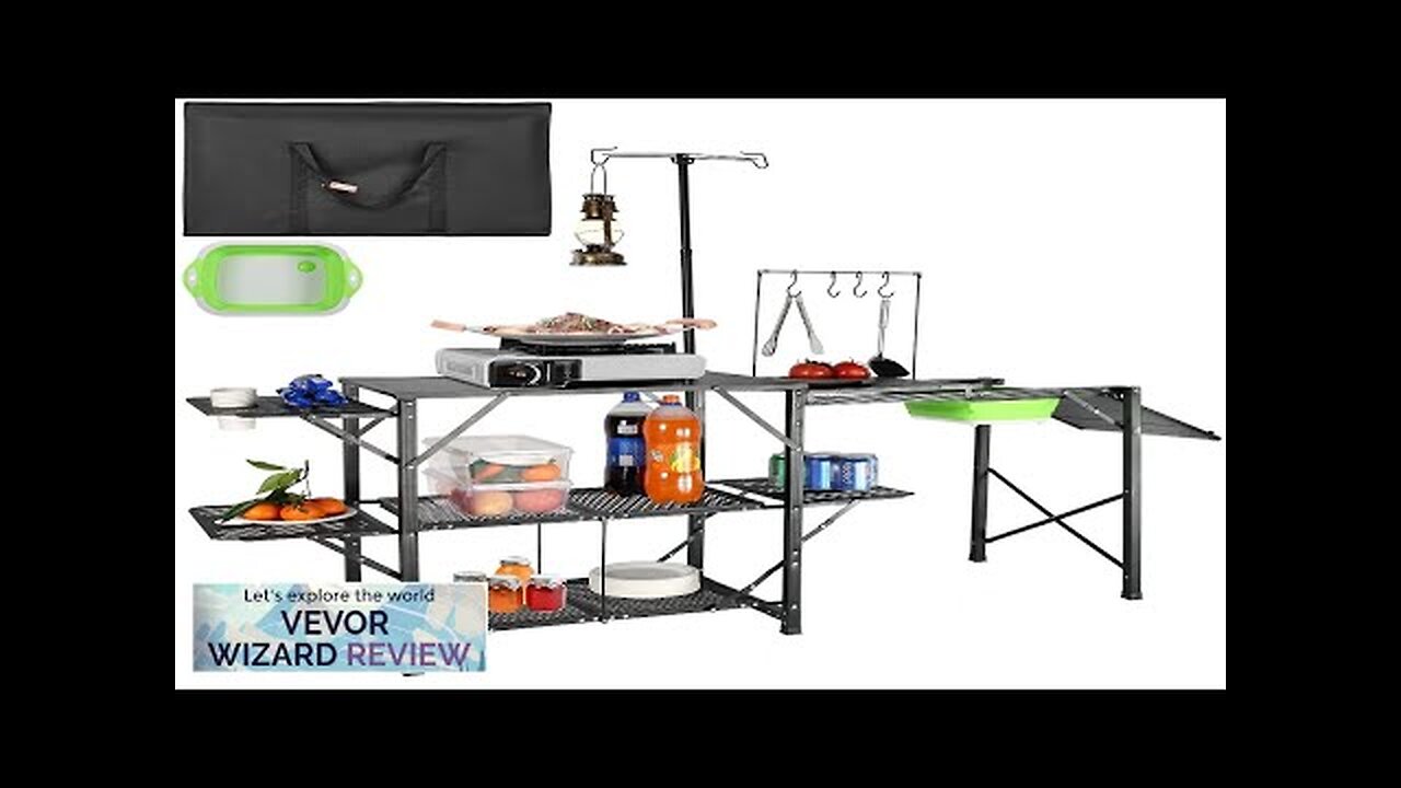 VEVOR Camping Kitchen Table One-piece Folding Portable Cook Station with A Carrying Review