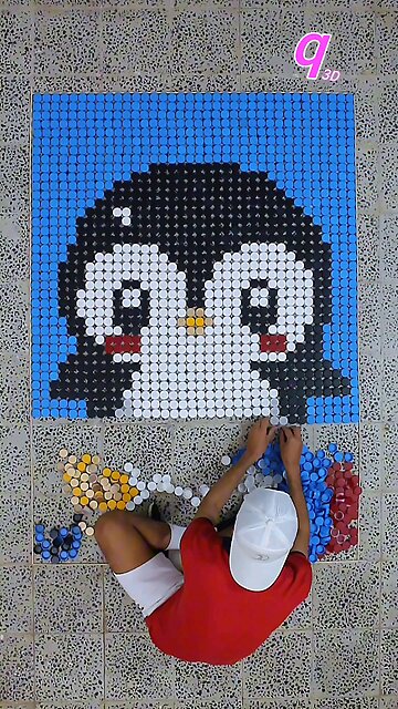 Do You See a Penguin? 🐧✨ | Made from Bottle Caps