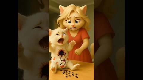Mom Cat Saves Her Baby After an Ice Cream Accident 🐱❤️ AI cat cartoon video