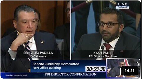 Alex Padilla at Kash Patel FBI confirmation hearing * Jan. 30,2025