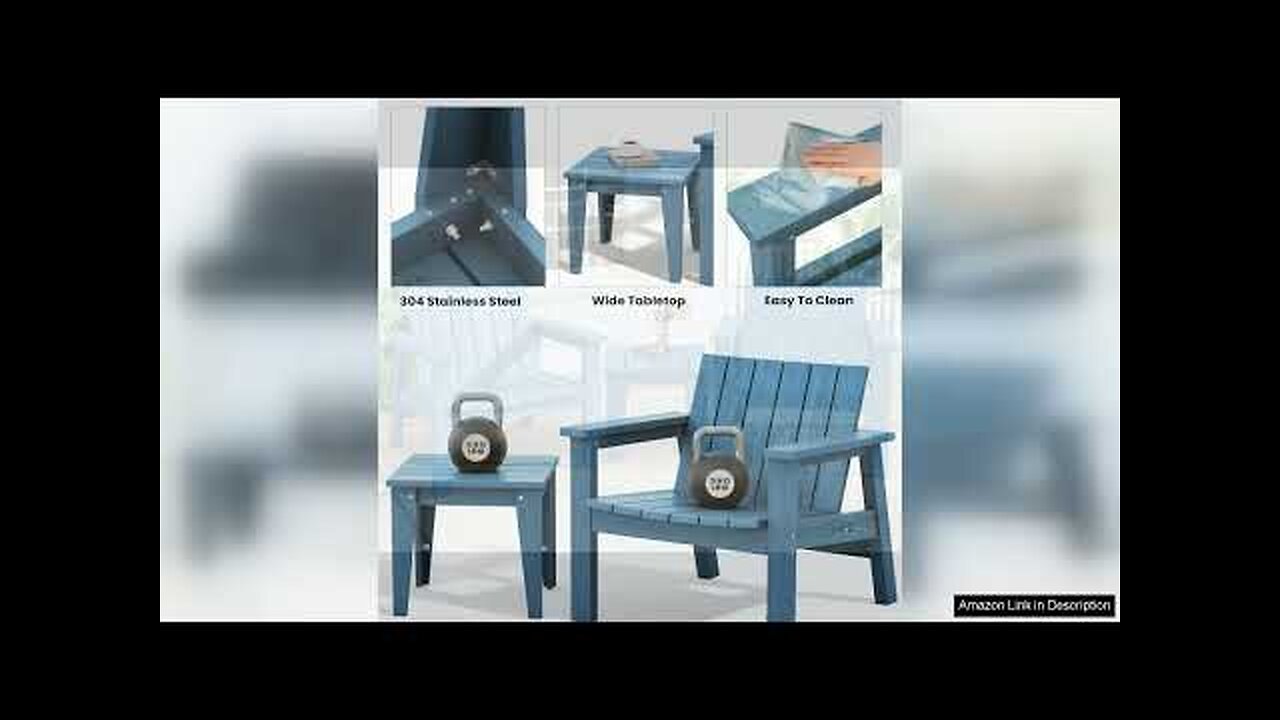 SERWALL Outdoor Adirondack Chair Set with Side Table Weather Resistant Adirondack Table Review