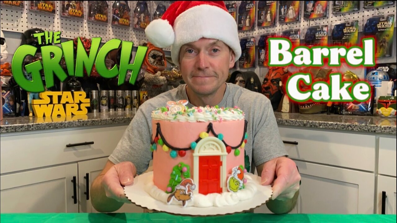 Grinch Barrel Cake