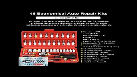 46 Piece/Set of Car Repair Tool Kit 1/4-Inch Socket Set Car Repair Review