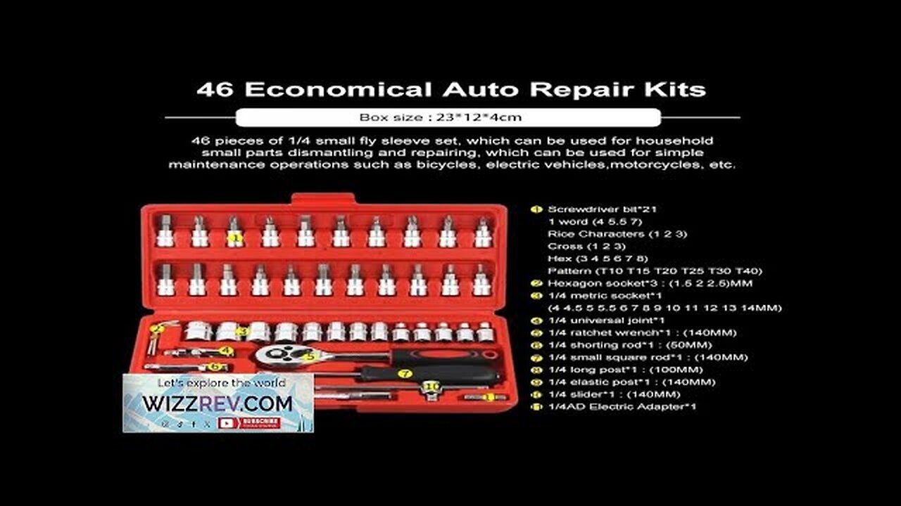 46 Piece/Set of Car Repair Tool Kit 1/4-Inch Socket Set Car Repair Review