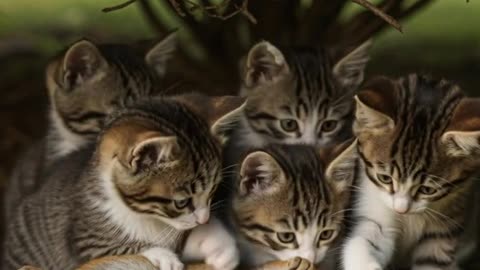 Kittens playing with Squirrel