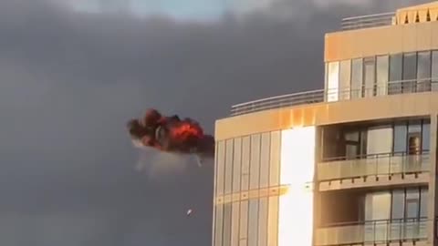 Footage of Ukrainian forces shooting down Russian Shahed attack drones over the city of Odesa