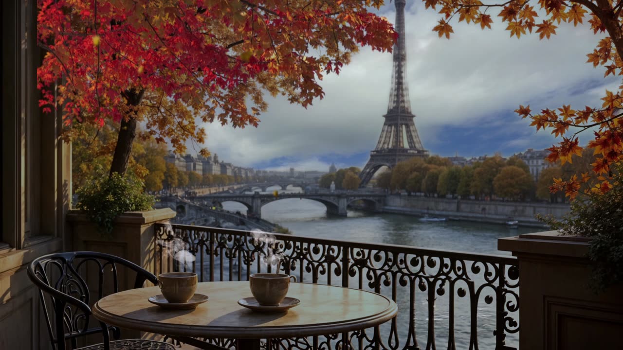 Smooth Jazz by the Eiffel Tower | Relaxing Music & Autumn Vibes