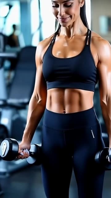 The girl is doing fitness