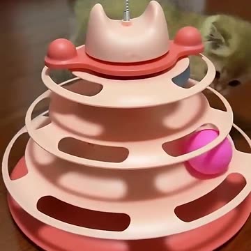 Interactive Funny Tower Cat Toy Rotating Game Plate with Colorful Balls