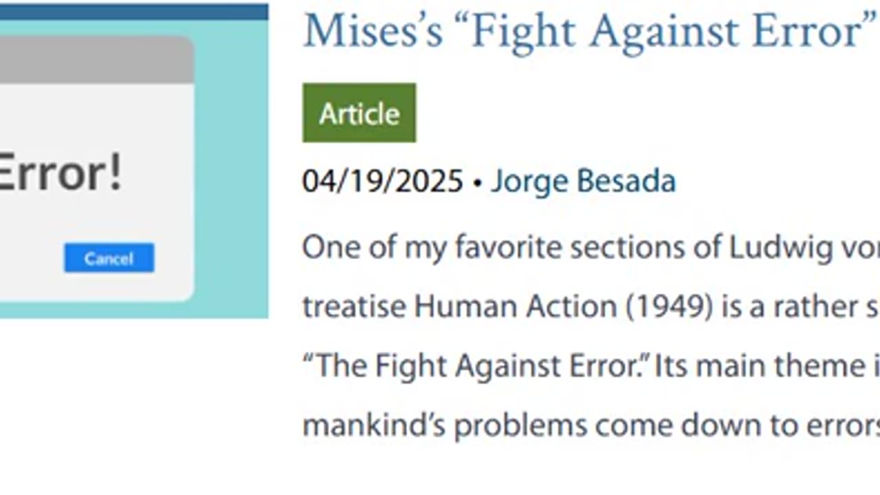 Mises’s “Fight Against Error”. By Jorge Besada.