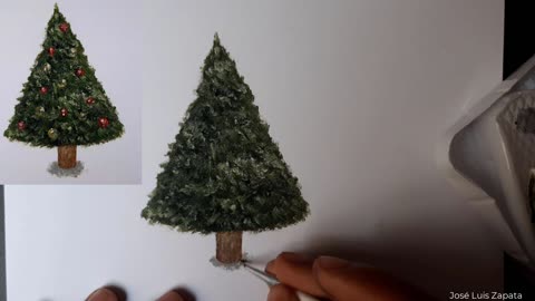 How to paint a Christmas tree in oil