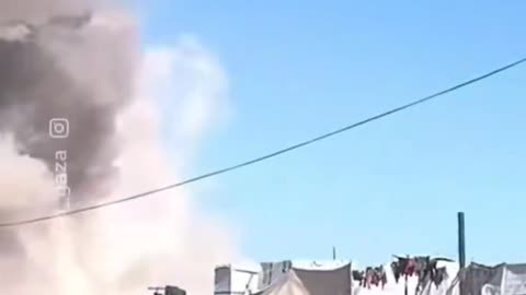 Israeli forces carry out an airstrike on the Al-Ghith refugee camp in Khan Yunis